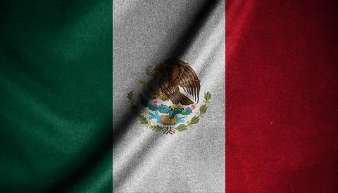 The flag of Mexico has three vertical stripes in green, white, and red from.. Stock Illustration