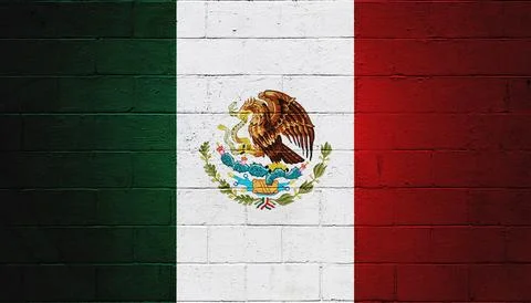 Flag of Mexico painted on a wall Ilustración de archivo