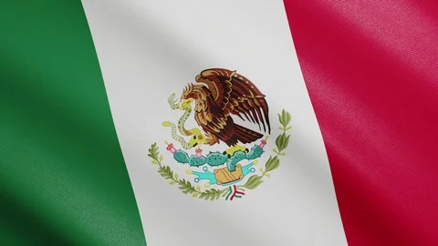 Flag of Mexico with Realistic Fabric Texture Waving in the Wind. Stock Footage 128593804