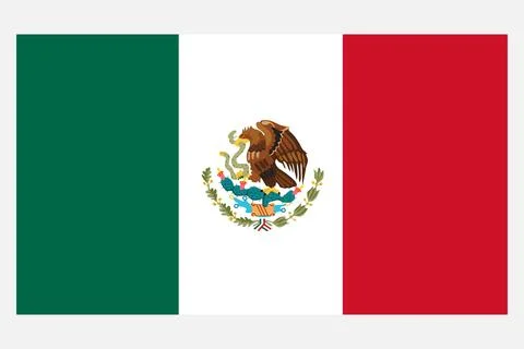Flag of Mexico. Realistic Mexico flag isolated on light background. Vector Stock Illustration