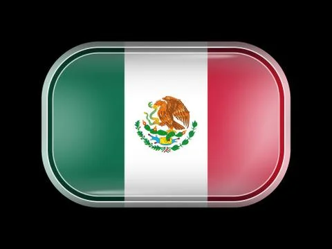 Flag of Mexico. Rectangular Shape with Rounded Corners Stock Illustration