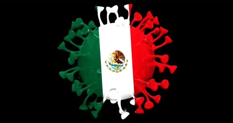 Flag of Mexico on Seamless looping 3D animation of the covid-19 Corona Virus Stock Footage 166463755