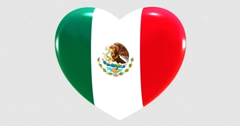 Flag of Mexico on turning Heart 3D Loop Animation with Alpha Channel 4K UHD Video stock 170459751