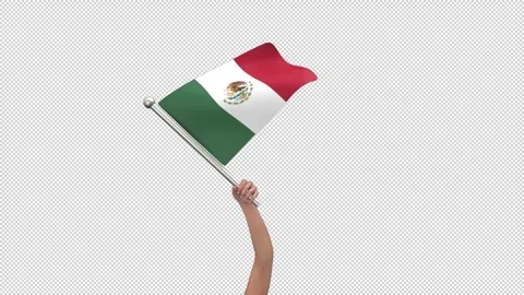 Flag of Mexico waving in hand - 3d render looped with alpha channel. Stock Footage 242571232