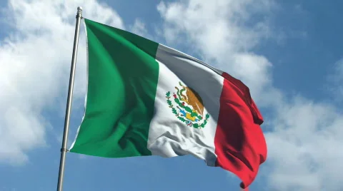 Flag of Mexico - Waving Over Time Laps Sky Stock Footage
