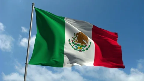 Flag of Mexico - Waving Over Time Lapse Sky Stock Footage 89186591