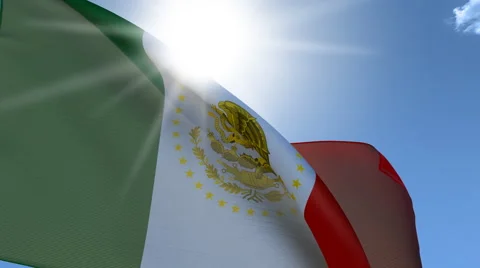 The flag of Mexico Waving on the Wind. Stock Footage 41967649