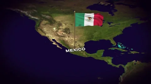 The Flag of Mexico on the World Map, Mexico map with flag 3d animation Stock Footage 289638986