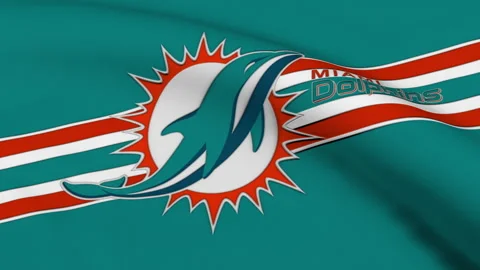 Flag with Miami Dolphins Logo Loop Stock Footage 251463540