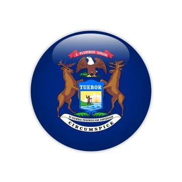 Flag Michigan button Stock Illustration