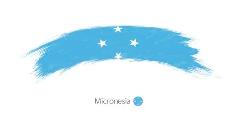 Flag of Micronesia in rounded grunge brush stroke. Stock Illustration