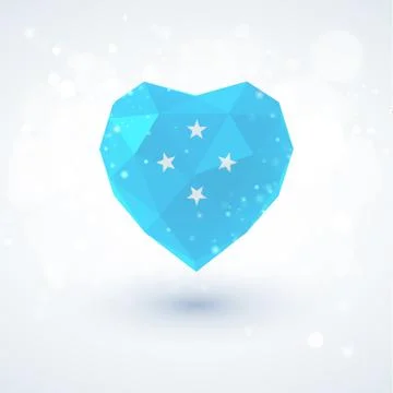 Flag of Micronesia in shape diamond glass heart. Triangulation style Illustrazione stock