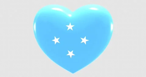 Flag of Micronesia on turning Heart 3D Loop Animation with Alpha Channel 4K UHD Stock Footage 170459664
