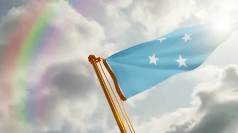 Flag of Micronesia Waving, Realistic Animation, 4K UHD 60 FPS Slow-Motion Stock Footage 134495316