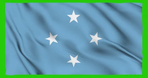 Flag of Micronesia waving on a samless loop over an easily removable background 스톡 동영상 98372232
