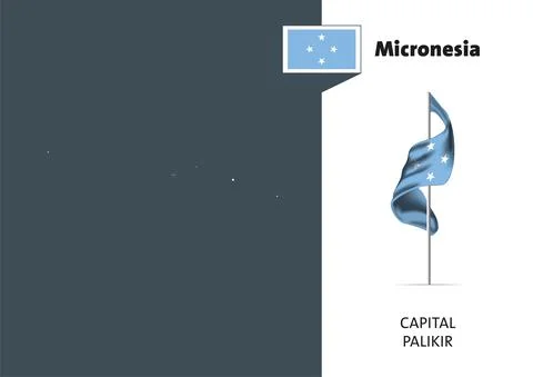 Flag of Micronesia on white background. Dotted map of Micronesia Stock Illustration