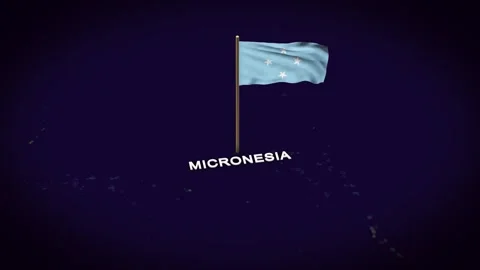 The Flag of Micronesia on the World Map, Micronesia map with flag 3d animation Stock Footage 306607782