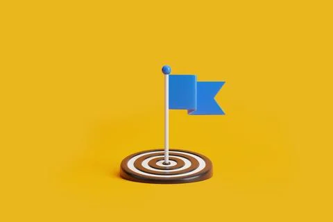 Flag in the middle of target on a yellow background Stock Illustration