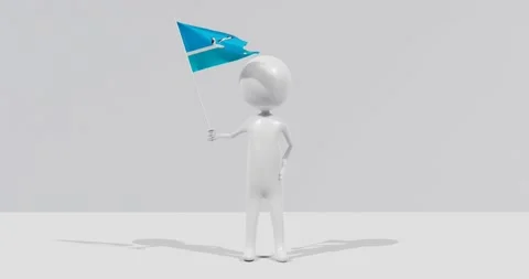 Flag of Midway Atol. 3D Character holding and waving flag 4K UHD 60FPS Stock Footage 226378644