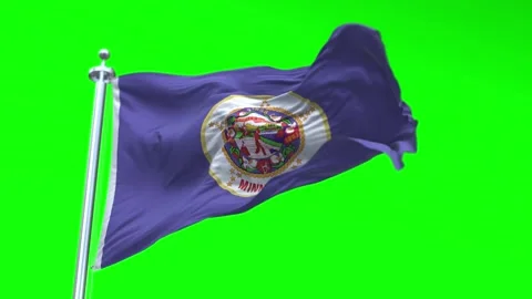 Flag of Minnesota US State waving flag animation on a green screen Stock Footage 296868653
