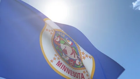 Flag of Minnesota Waving in the Wind Stock Footage 97653266
