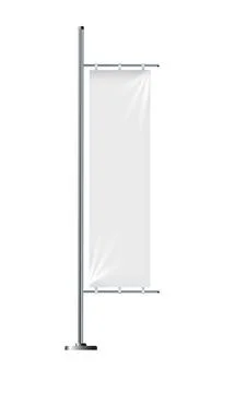 Flag mockup. Banner flag templates. Set of vector advertising flags. Black and Stock Illustration