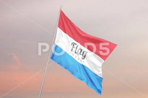 Flag mockup waving in the wind, ideal for national flag promotion PSD Template