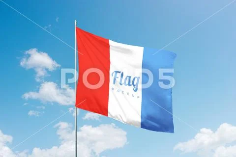 Flag mockup in the wind, perfect for national flag presentation PSD 템플릿