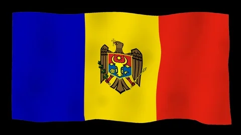 Flag of Moldova, 60 fps, slow motion, lopped, alpha channel Stock Footage 100018281