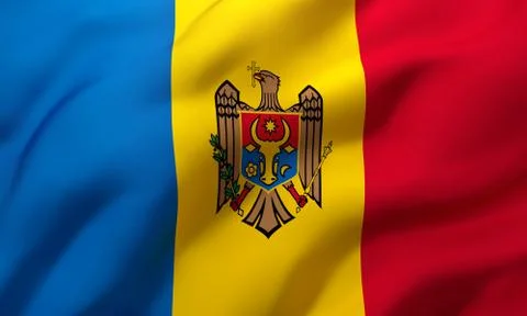Flag of Moldova blowing in the wind Stock Illustration