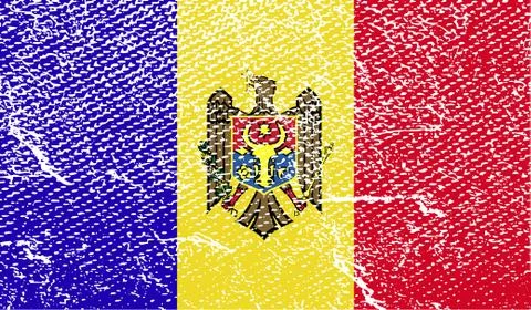 Flag of Moldova with old texture. Vector Illustrazione stock