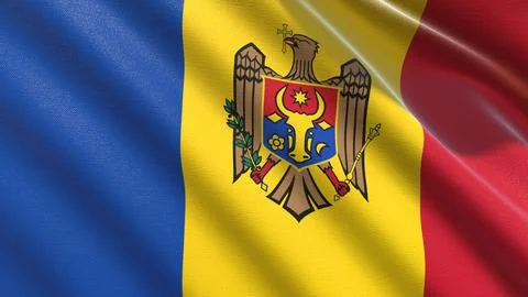 The flag of Moldova is a realistic evolving fabric flag 3d-rendering イラスト素材