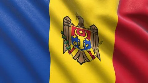 The flag of Moldova is a realistic evolving fabric flag 3d-rendering イラスト素材