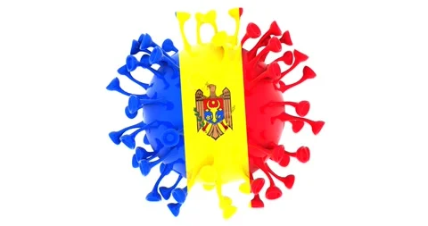 Flag of Moldova on Seamless looping 3D animation of the covid-19 Corona Virus Stock Footage 166463758
