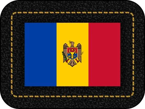Flag of Moldova. Vector Icon on Black Leather Backdrop Illustrazione stock