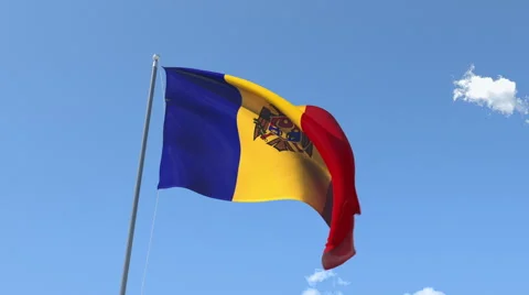 The flag of Moldova Waving on the Wind. Stock Footage 47064761