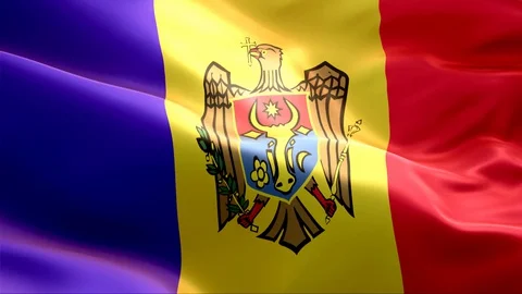 Flag of Moldova waving in the wind. Stock Footage 129281278
