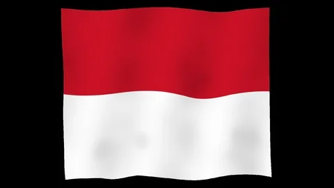 Flag of Monaco, 60 fps, slow motion, lopped, alpha channel Stock Footage 100019590