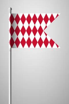 Flag of Monaco. Alternate Design Version. National Flag on Flagpole. Isolated Stock Illustration