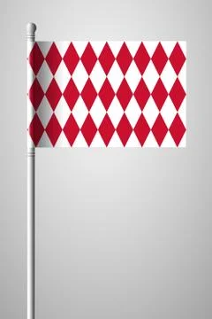 Flag of Monaco. Alternate Design Version. National Flag on Flagpole. Isolated Stock Illustration