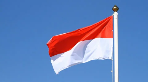 Flag of Monaco on a blue sky Stock-Footage 26726818