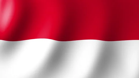 The flag of Monaco is fluttering in the wind. Seamless Animation 3D Видео 200849192