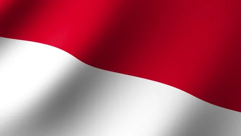 The flag of Monaco is fluttering in the wind. Seamless Animation 3D Stock Footage 200849676