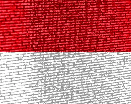 Flag of Monaco over digital code. Concept of cybersecurity, innovation, and.. Illustration