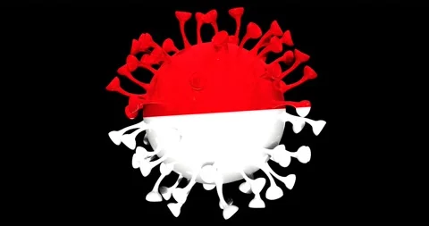 Flag of Monaco on Seamless looping 3D animation of the covid-19 Corona Virus Video stock 166463821