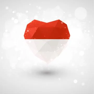 Flag of Monaco in shape diamond glass heart. Triangulation style Illustrazione stock