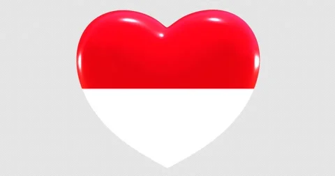Flag of Monaco on turning Heart 3D Loop Animation with Alpha Channel 4K UHD Video stock 170460448