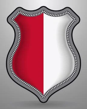 Flag of Monaco. Vector Badge and Icon Stock Illustration