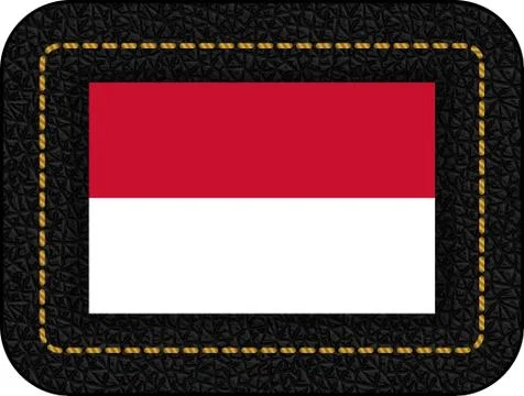 Flag of Monaco. Vector Icon on Black Leather Backdrop Stock Illustration