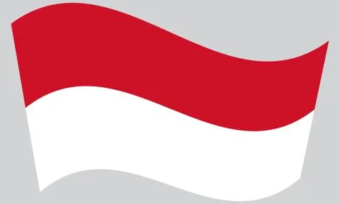Flag of Monaco waving on gray background Stock Illustration